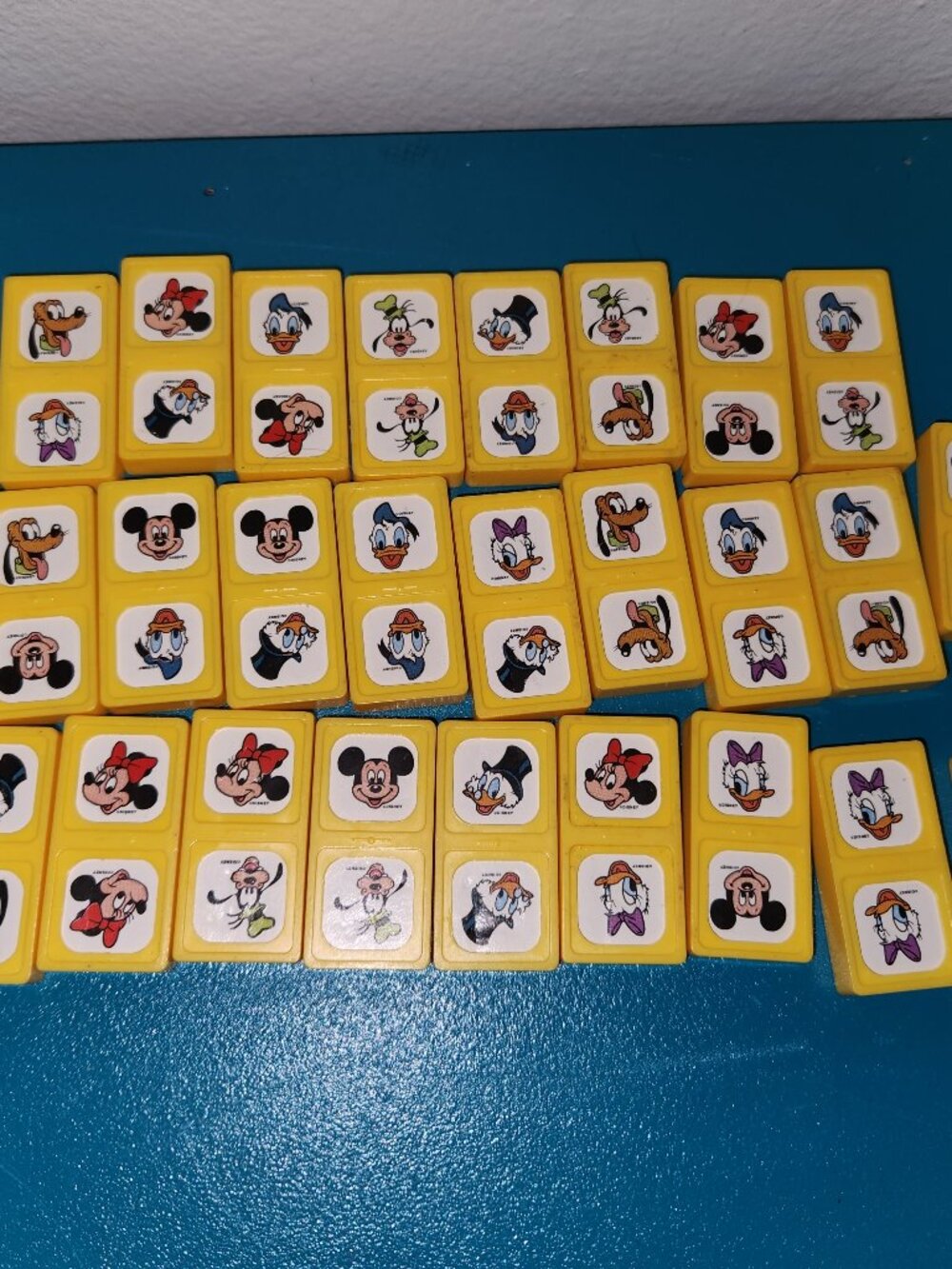 Vintage Disney Character Plastic Dominoes Mickey Donald Daisy Pluto Goofy Lot